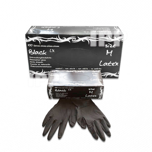 Latex-Handschuhe schwarz puderfrei Grösse M 100 Stück